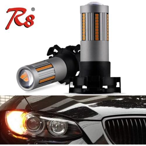 2Pcs Car LED Turn Corner Light Bulbs PY24W Amber Yellow AC 12V 2500LM Canbus No Hyper Flash For E90 E92 F10 3Series 5Series