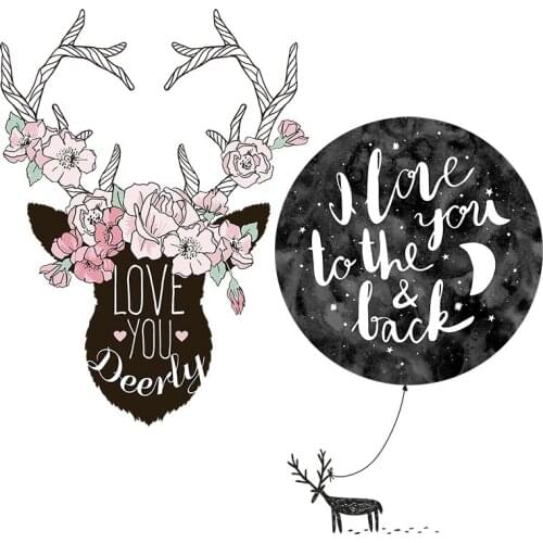 Three Ratels CX11 Dream of elk lucky flowers and elk leisurely Nordic style cartoon stickers home decoration decals