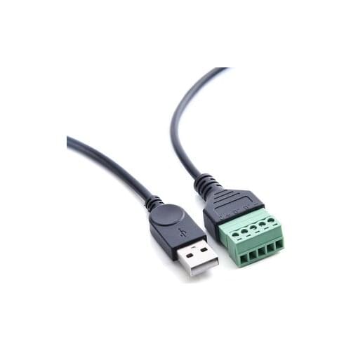 USB 2.0 Type A Male to 5P Screw w/ Shield Terminal Plug Adapter Connector