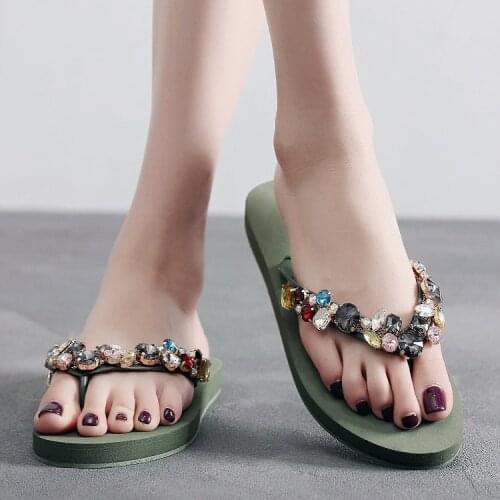 Hot Sell Women Sandals Diamond Slippers for Women Beach Shoes Brand Women Flip Flops Shoes Ladies Sandalias Mujer