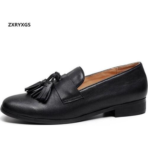 2021 New Spring Full Genuine Leather Shoes Flat Soft Sole Non-slip Comfortable Retro Women Shoes Fashion All-match Women Flats