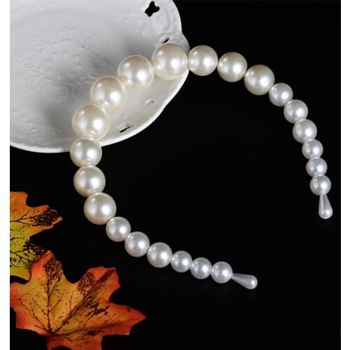 Big Pearl Headband for Women Hair Band Girls Large Pearl Hoop Bezel Elegant Lady Hair Accessories Wedding 2019 New