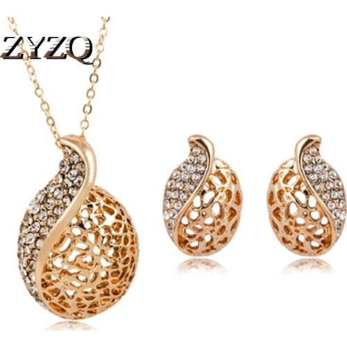 ZYZQ Classic Trendy Women Jewelry Sets Personality Water Droped Necklace&Earrings Micro Paved Wholesale Lots&Bulk Hot Selling