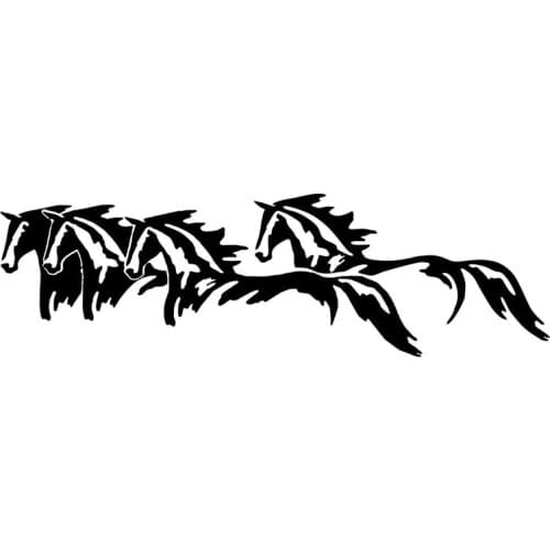 25.4*7.6CM Wild Horses Running Cool Car Styling Accessories Car Door Stickers Decal Black/Silver C9-0849