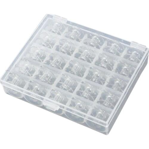 25 Slots Clear Sewing Machine Bobbins Spools Empty Bobbins Spools Plastic Storage Box For Home Sewing Accessories Tools
