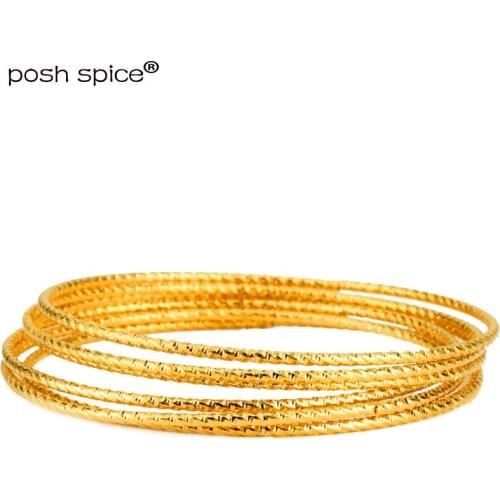 3mm Africa Bangles for Women Indian Ball Bangles Ethiopian Gold Bangles in Dubai Middle East Wedding Jewelry Gift