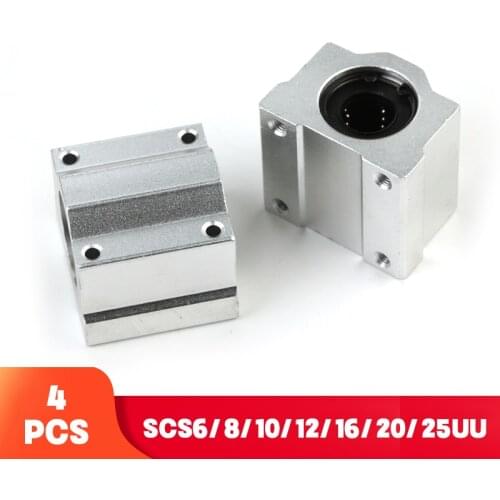 4PCS SCS8UU Bearing Slide Block Linear Motion Bushing SC8UU SC10UU SCS12UU SCS16UU SCS20UU Linear Shaft CNC 3D Printer Parts