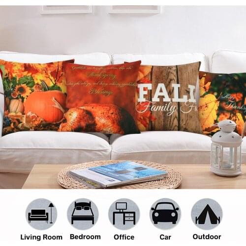 45x45CM Pillows Cover Happy Fall Thanksgiving Day Super Soft Plush Pillow Case Christmas Home Decor 4pc