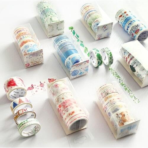 9 pcs/pack Creative Unicorn Cat Sakura Sea Washi Tape Set Adhesive Tape DIY Scrapbooking Sticker Label Craft Masking Tape