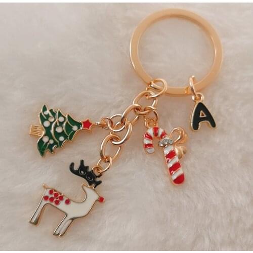 A-Z Letter Enamel Keychain Merry Christmas Christmas Decoration Christmas Tree Elk Keychain New Year Decoration Gift