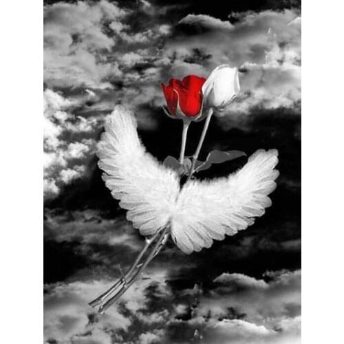 Diamond Embroidery Painting Rose Angel Wings Mosaic Rhinestones Stickers Wall Decor Puzzle Picture Toy Diamond Dotz Large Size