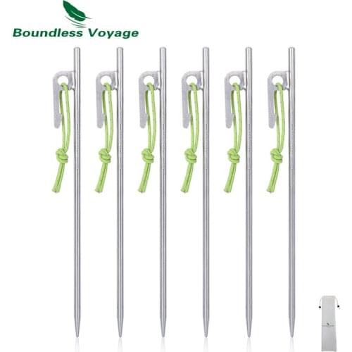 Boundless Voyage Titanium Tent Stakes Pegs 20cm Outdoor Hiking Climbing Tent Nails Camping Accessories for Hard Soil