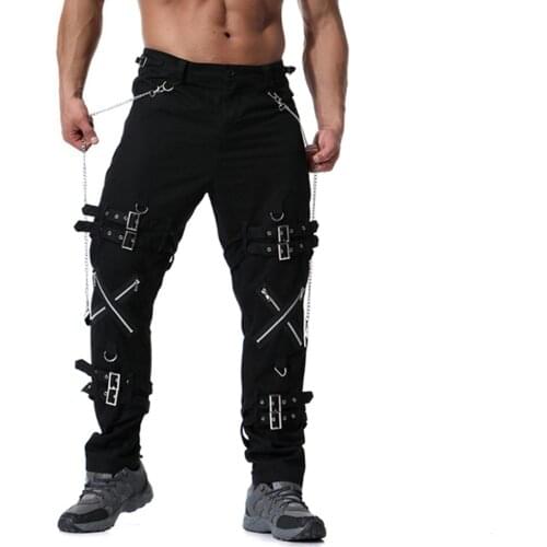 Men fashion hip hop punk rock hip hop cargo pants personality zippers streetwear men casual vinatge loose trousers khaki joggers