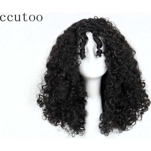 Ccutoo Women Curly Afro Black Synthetic Wig Mother Gothel Halloween Cosplay Full Wigs Heat Resistance Party Costume Wigs