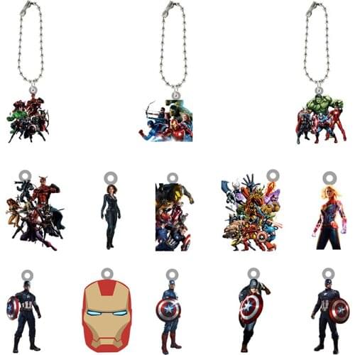 Disney Marvel Avenger Captain America Shape Resin Pendant Bead Ball Keychains Acrylic Doll Key Chain for Boys Men Jewelry MLV228