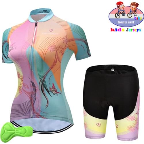Kids Cycling Jersey Set Children Breathable Biking Shirts Short Sleeve 3D Gel Pad Shorts Girl Bicycle Clothing Suit Bike Uniform