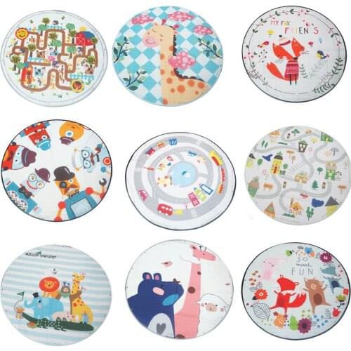 Cartoon Animals Kids Rug Fox Sheep Cars Rabbit Owl Baby Play Mats Child Crawling Blanket Carpet Toys Storage Bag Baby Room Decor