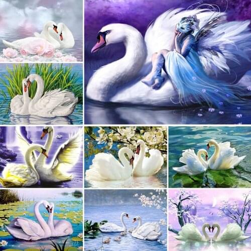 DIY 5D Diamond Painting Swans Animal Cross Stitch Kit Full Drill Square Embroidery Mosaic Picture of Rhinestones Home Decor Gift