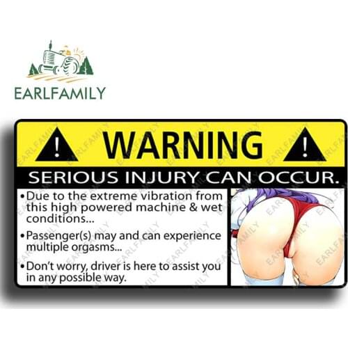 EARLFAMILY 13cm x 6.7cm for Sexy Boat Vibration Warning Funny Car Stickers Vinyl Car Wrap Decal Windshield Anime Sticker Decor