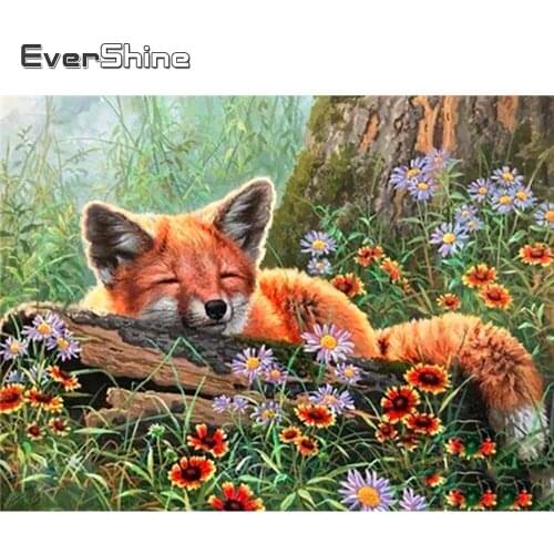 EverShine Diamond Embroidery Animals 5D Diamond Paintign Full square Fox Cross stitch Picture Rhinestones Handicraft Wall Art