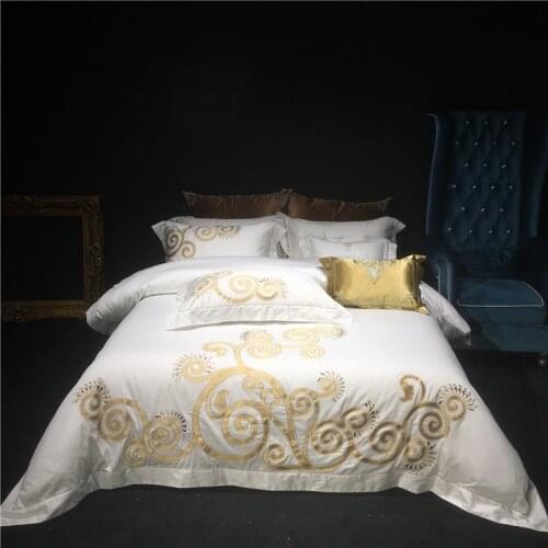 4pcs pink Queen King Luxury Royal Wedding Bedding sets 120S Egyptian cotton Embroidery Boho Duvet cover Bed sheet set Pillowcase