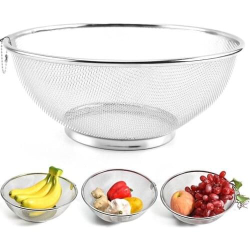 Stainless Steel Kitchen Drain Basket Silver Food Filter Colanders Rice Beans Peas Sieve Vegetables Fruit Strainer Bowl colador