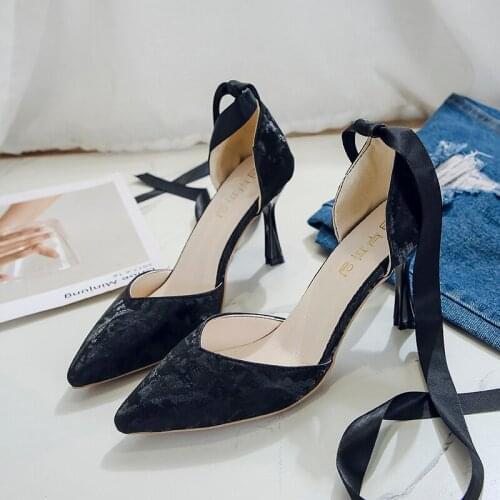 Summer Pointed High Heels Flock Pointed Sandals Sexy Female Summer Sandalias Shoes Mujer Zapatos Mujer Pumps Femeninas W32-50