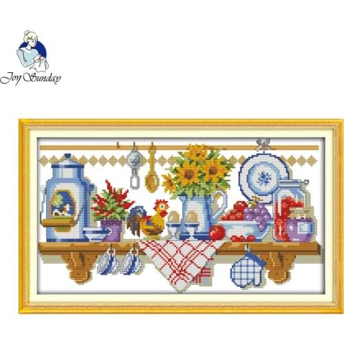 Joy Sunday The Kitchen Corner Printed Counted Stitching 11CT 14CT DIY Cross Stitch Kit For Embroidery Home Wal Decor Needlework