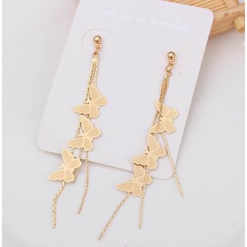 ES1428 Vintage Fashion Long Tassel Dangle Earrings Elegant Hanging Butterfly Drop Earrings For Women Charming Jewelry Gifts