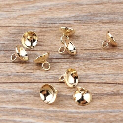 Wholesale 100PCS Gold Color Plated Alloy Round Caps Fit for DIY Fashion Jewelry Stud Earring Earrings Pendants CharmDecoration