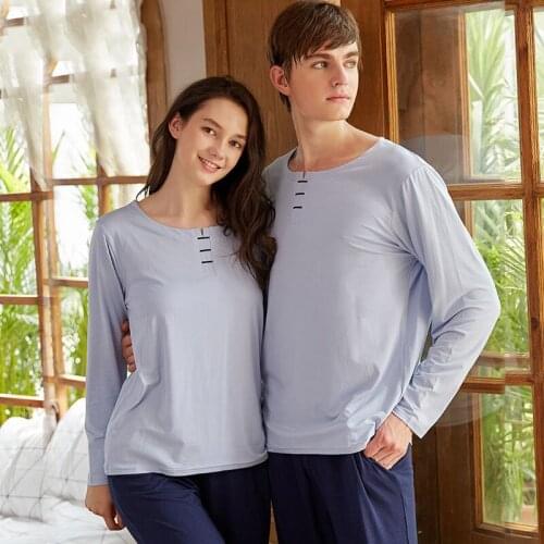 Autumn Winter Cotton solid color Mens Pyjamas Pajamas Set Casual Male Sleepwear Pyjamas Night couple Pijamas 3XL Homewear