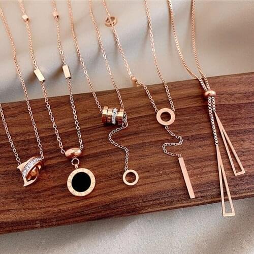 Stainless Steel Necklace for Women Butterfly Star Crystal Pendant Necklace Chain No Fade Fashion Jewelry Wholesale