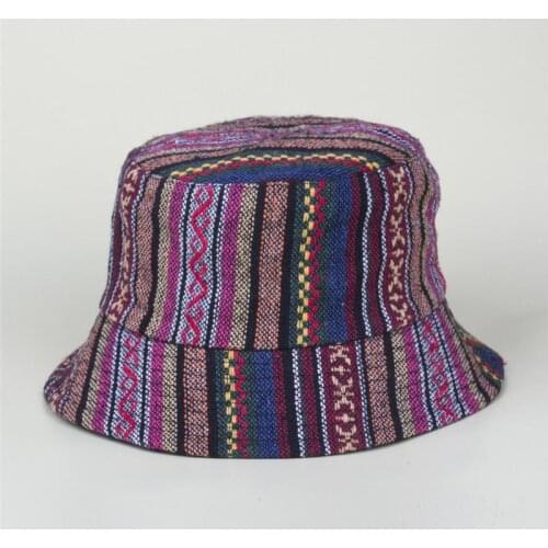 Cotton National Wind Bucket Hat Fisherman Hat Outdoor Travel Hat Sun Cap Hats for Men and Women 287