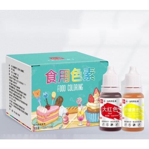 12Pcs 10ml Food Coloring 12 Colors Cake Pastries Cookies Liquid Dye Pigment Tools Baking Decor Fondant Cooking DIY Craft Pigment