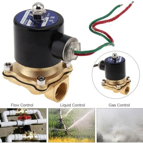 Pneumatic Valve DN15 Electric Solenoid Valve 1/2" AC 220V Water Solenoid Valve Brass Pneumatic Valve for Water / Oil / Gas