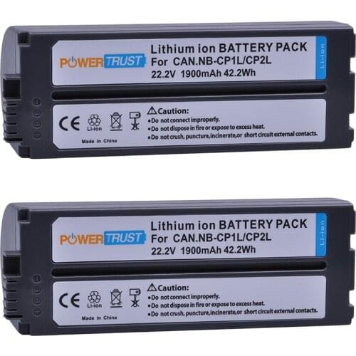 PowerTrust 2Pcs NB-CP2L CP2L NB-CP1L Battery for Canon SELPHY CP100 CP200 CP220 CP330 CP400 CP510 CP600 CP710