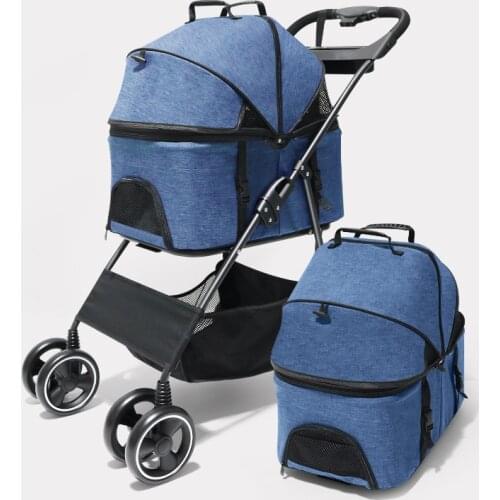 Luxury Collapsible Bag Dog Pulling Cart For Cats Dogs Wagon Folding Travel Carrier Trolley Pet Stroller