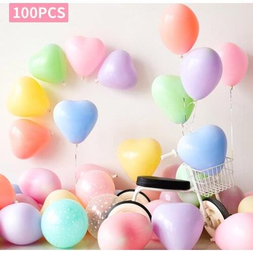 100Pcs 10Inch Heart Balloons Macaron Colors Latex Balloons Matt Colors Balloons Birthday Party Decor Wedding Decor Inflate Globa