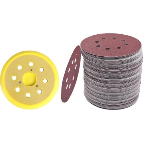 Pouvoir 100X 5'' 100 Grit Sanding Disc Sanding Polishing Pad Sandpaper Disc 8-Hole