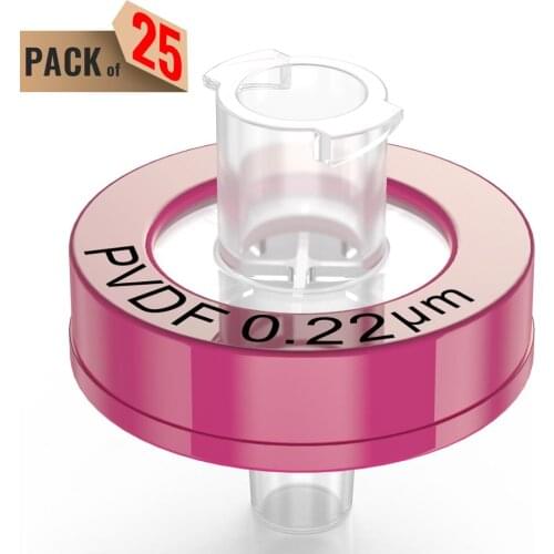 Syringe Filters,PVDF Membrane 0.22μm Pore Size,13mm Diameter,25 Pcs by Ks-Tek