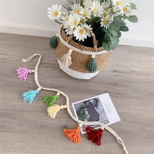 Nordic Tassel Garland With Wooden Bead Wall Hanging Bohemia Macrame DIY Wall Decor for Bedroom Living room Home Decor Ornament