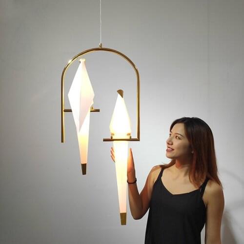 Modern Creative Bird Lamp Pendant Lights Origami Crane Home Decor Pendant Lamp Bedroom Living Room Dining Kitchen Light Fixtures