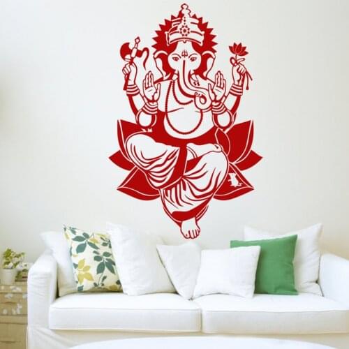 Lord Ganesh Wall Sticker Lord Ganapati Vinyl Hindu God Elephant Decal Stencil Art Gift For Living Room Waterproof Wallpaper Z324