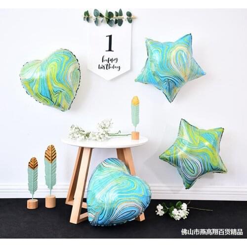 5pcs 18Inch Happy Birthday Party Agate Love Round Five-pointed Star Balloons Decor Baby Shower Wedding Anniversaire Decoration