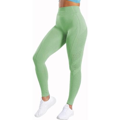 Green Women Yoga Pants Sports Running Sportswear Stretchy Fitness Leggings Gym Seamless Tummy Control Compression Tights Pants