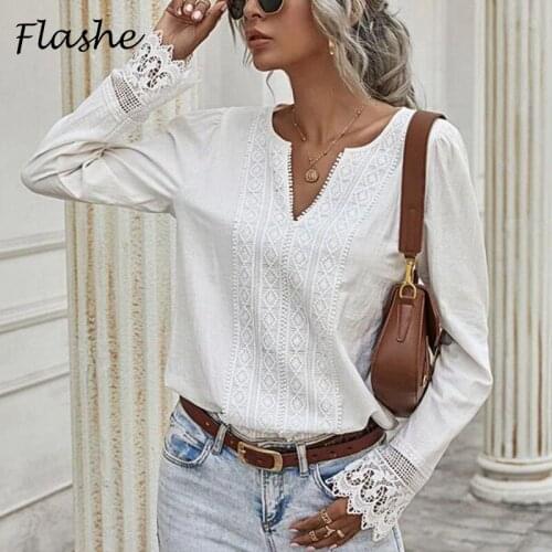 Elegant Spring Autumn Lace Shirt Women Stitching T Shirt 2021 Spring Long Sleeve Women Shirt Plus Size Solid Tee Tops Ladies