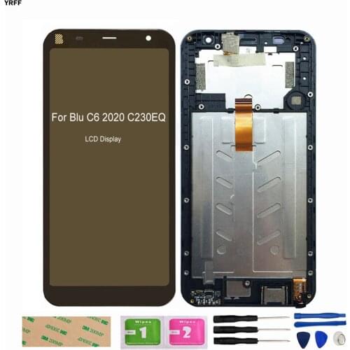 LCD With Frame For Blu C6 2020 C230EQ lcd Display Touch Screen Digitizer Assembly Repair Parts Panel Lens Sensor Free Shipping