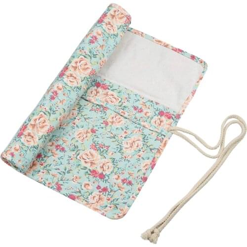 20 Pockets Art Paint Brushes Case Roll Up Pen Holder Canvas Pouch Bag