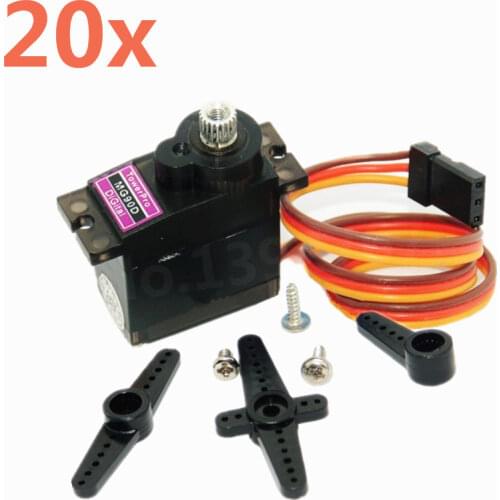 20pcs Original TowerPro MG90D Digital Micro Servo Motor Metal Gear 2.5kg/6.0v Torque Upgrade MG90S For JR RC Helicopter Airplane