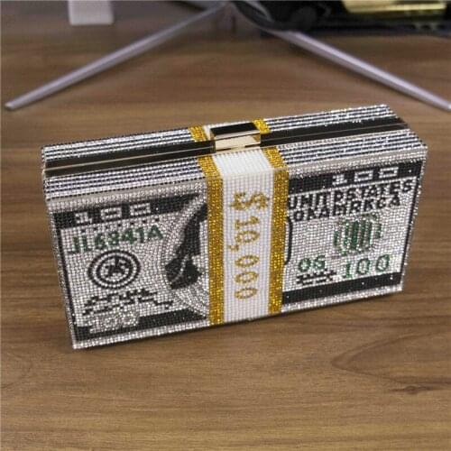 2021 Autumn and Winter Womens Trend Diamond-studded Personality Dinner Bag Character Panelled Shoulder Dollar Messenger Bags